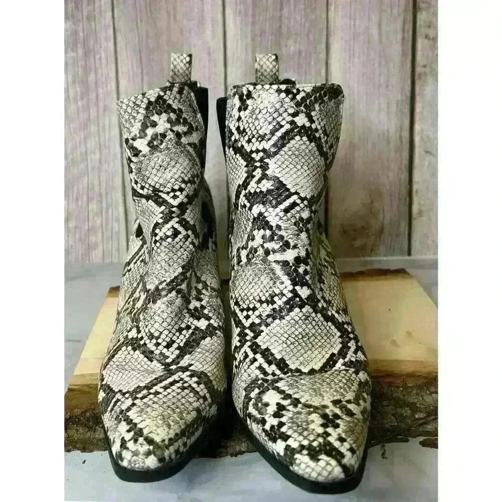 Abby Faux Snake Skin Ankle Boots